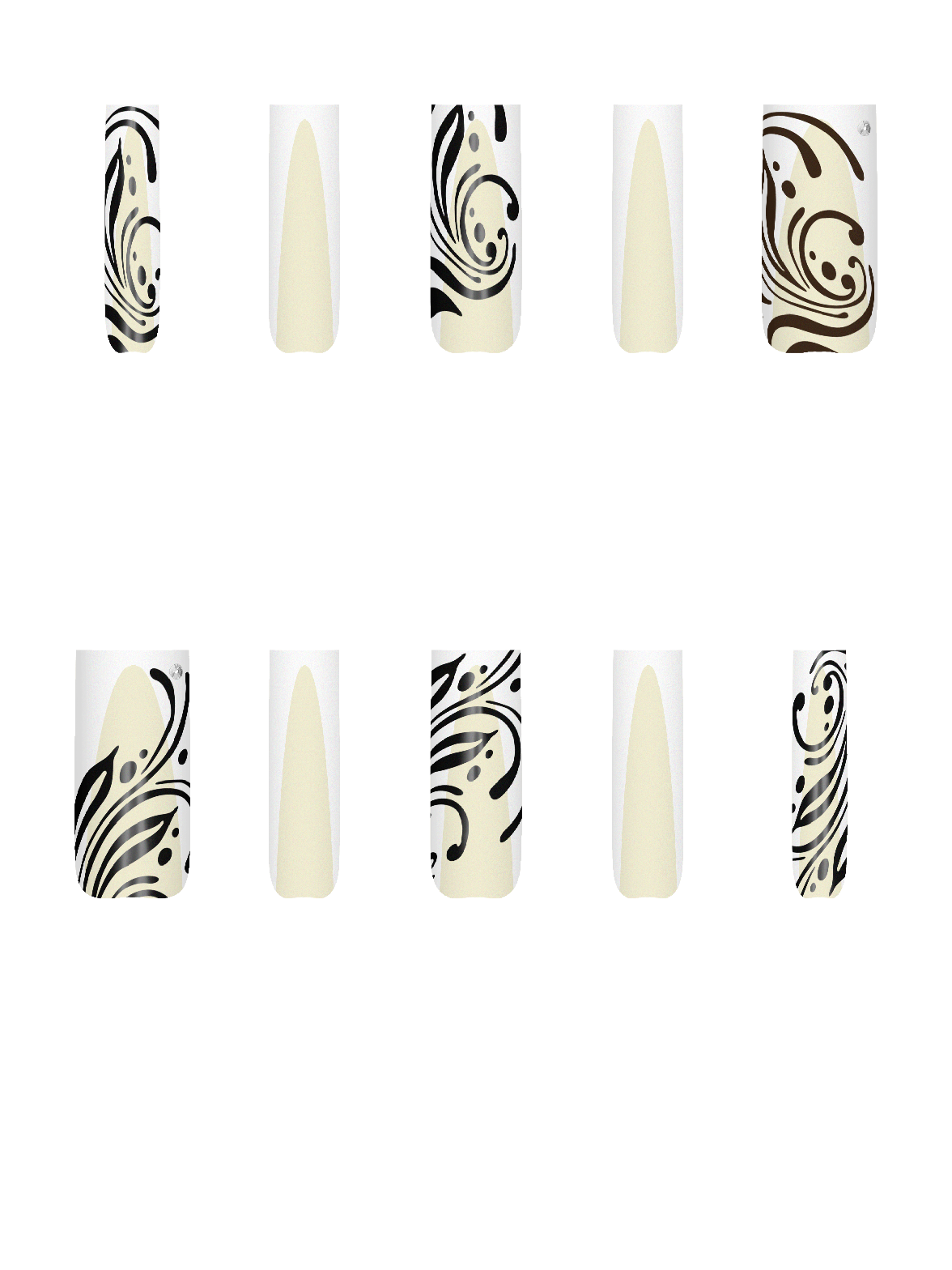 Border Frame Floral Swirls Abstract Strokes Brush Flowers Gem Rhinestone Silver Bling Handmade Acrylic Press On Nails By @user411911 xnvNOMt8JmOXIAeZcjW7