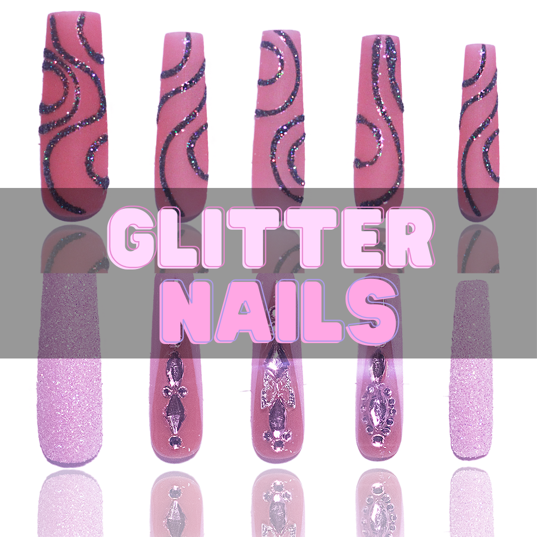 Nailzotica Glitter Reusable Acrylic Gel UV High Quality Handmade Luxury Press On Nails (Custom)