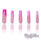 50 Shades of Pink - Long Length 40mm Pink Glitter Reusable Acrylic Gel UV Ballerina Shape High Quality Handmade Luxury Press On Nails