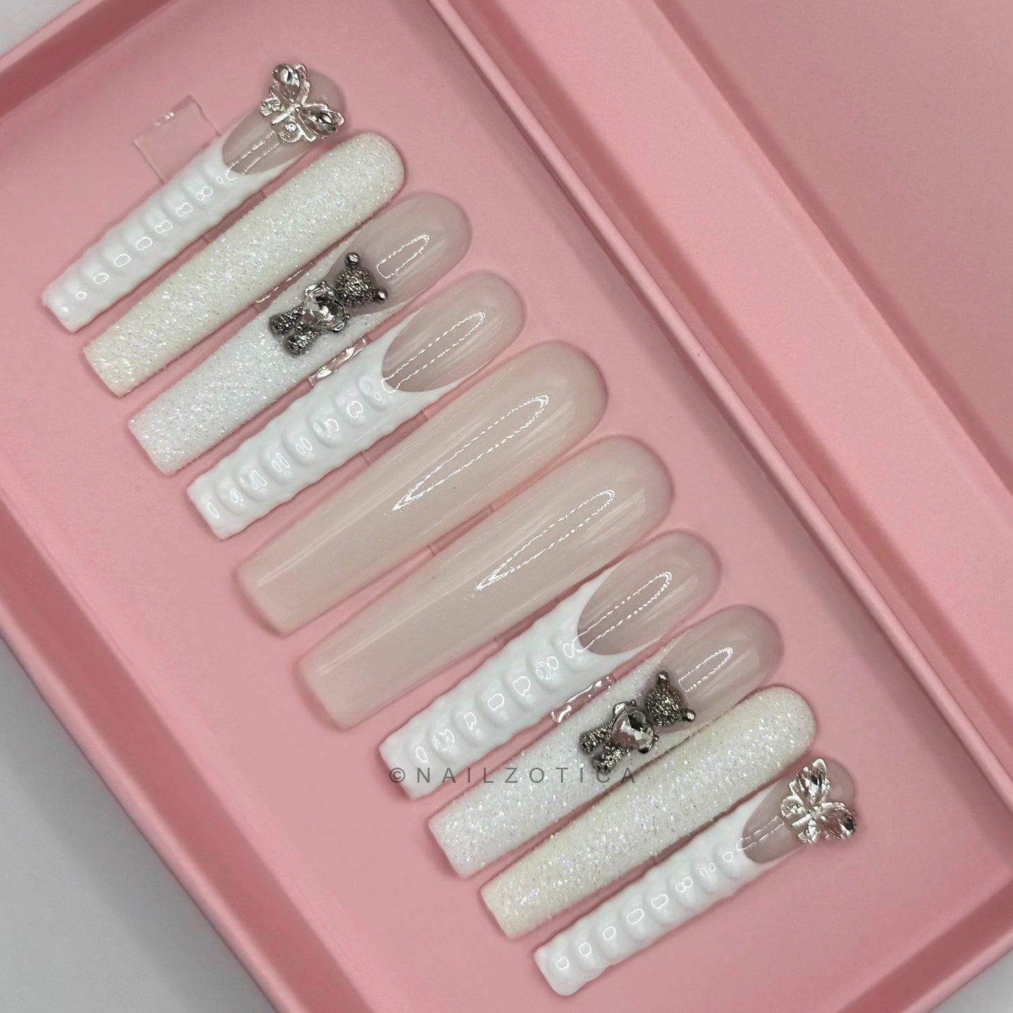 Nailzotica Extra Long Length Reusable Acrylic Gel UV High Quality Handmade Luxury Press On Nails