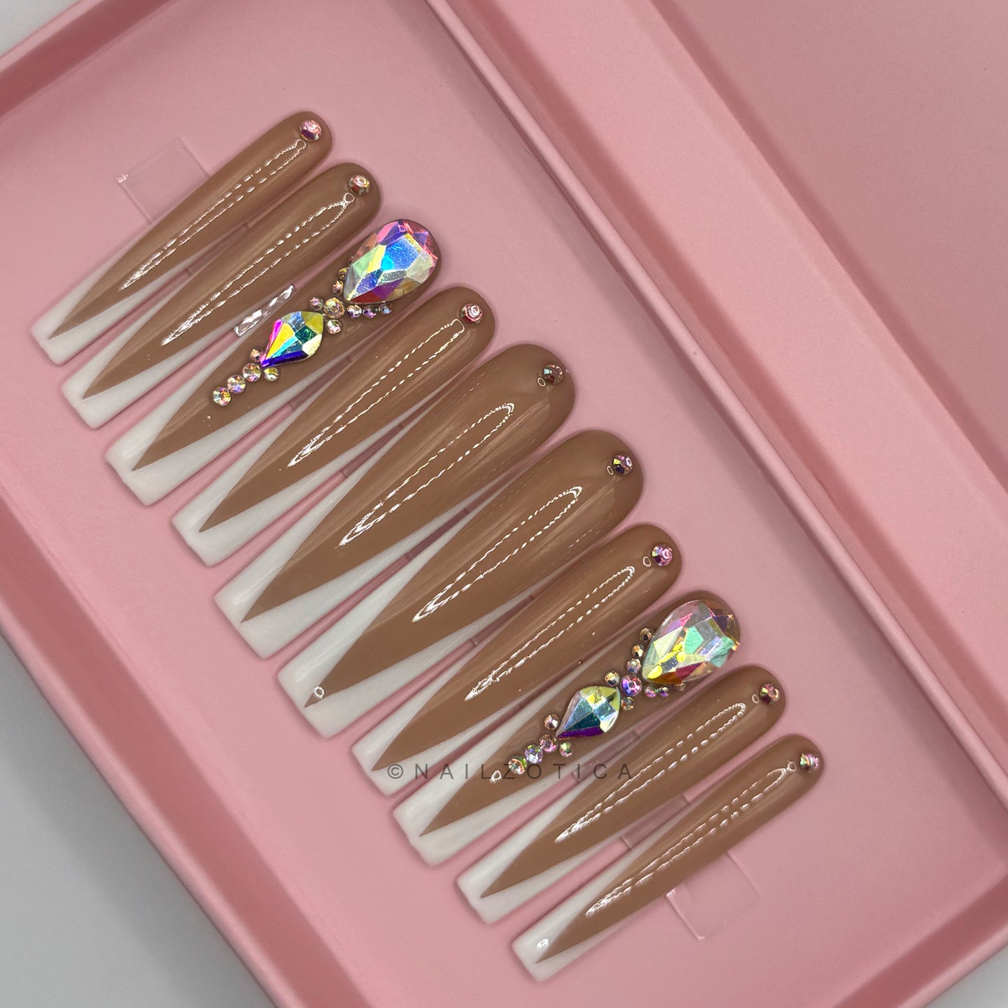 Nailzotica Extra Long Length Reusable Acrylic Gel UV High Quality Handmade Luxury Press On Nails