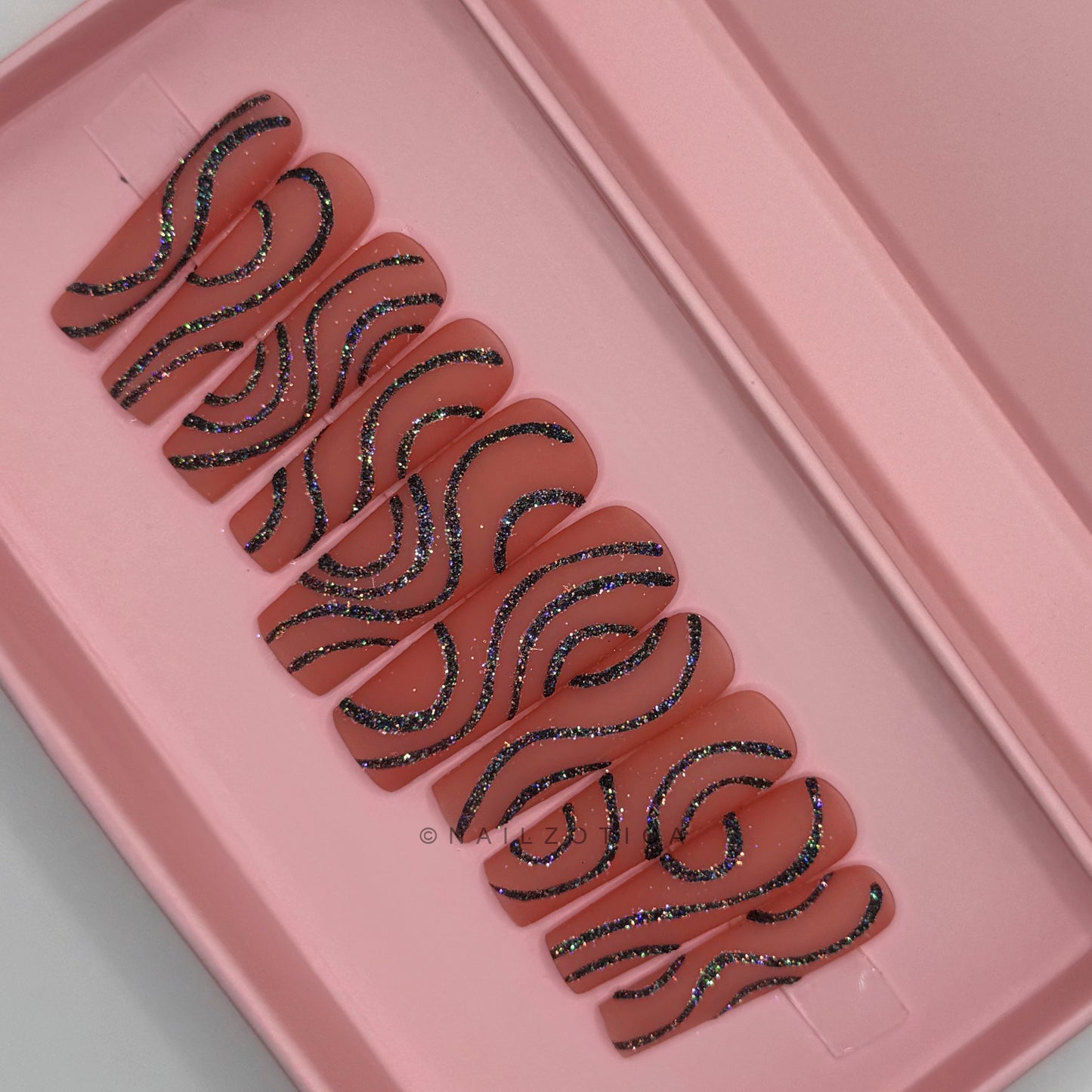 Nailzotica Long Length Reusable Acrylic Gel UV High Quality Handmade Luxury Press On Nails
