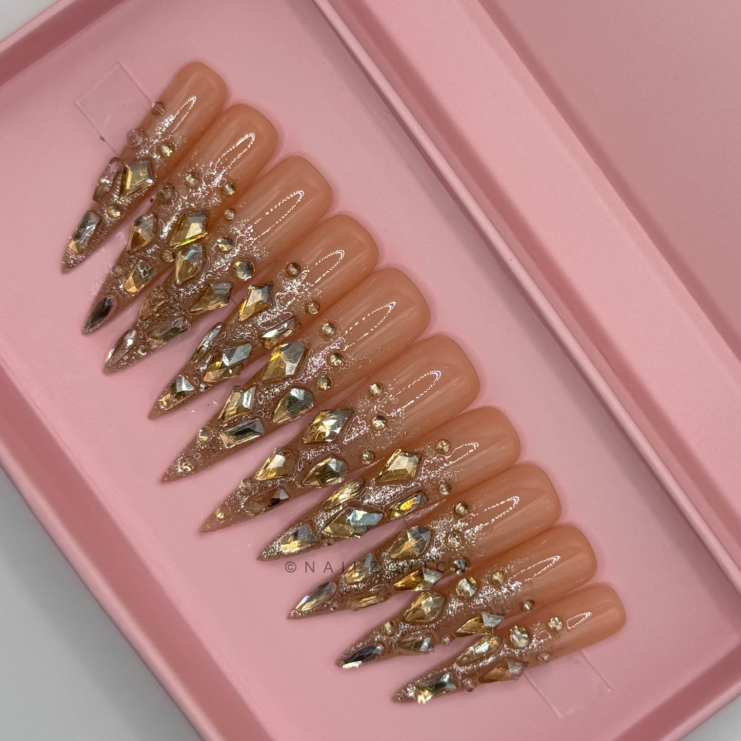 Nailzotica Extra Long Length Reusable Acrylic Gel UV High Quality Handmade Luxury Press On Nails