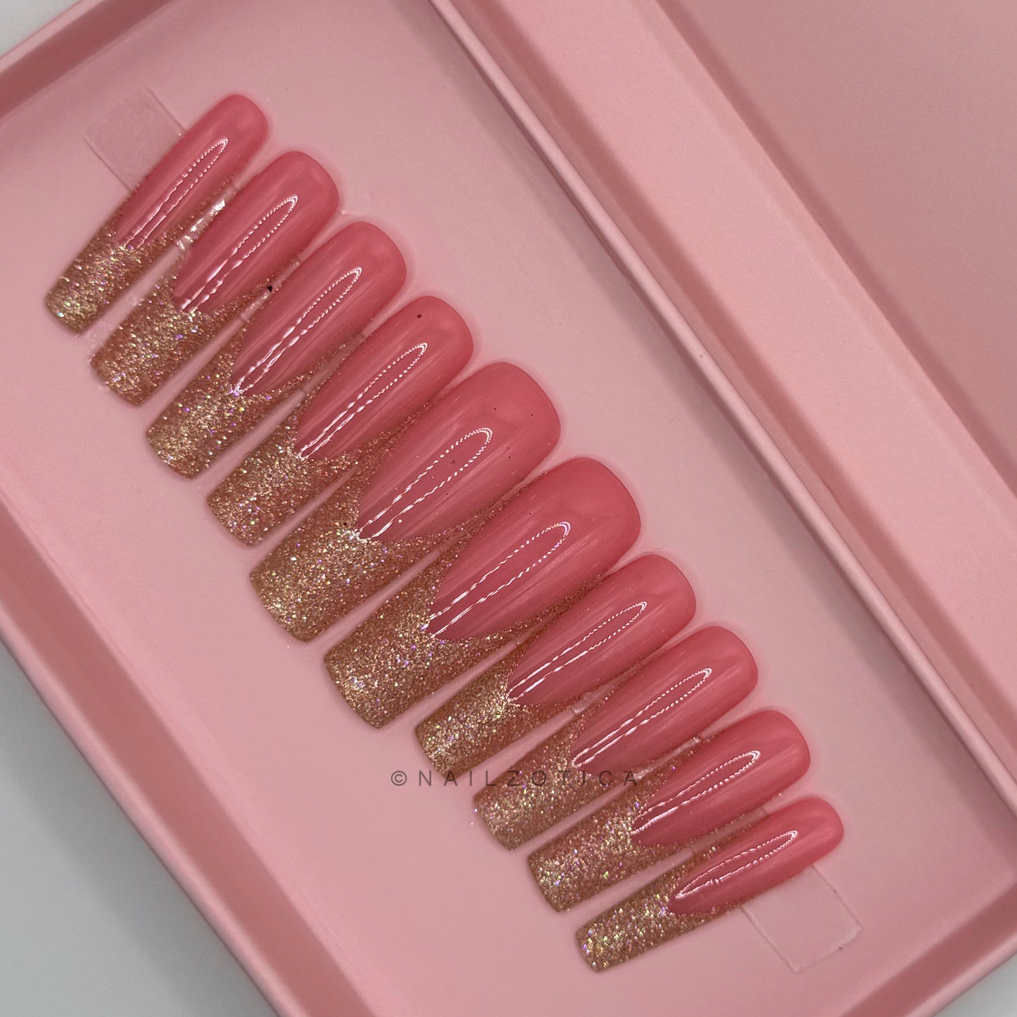 Nailzotica French Tip Reusable Acrylic Gel UV High Quality Handmade Luxury Press On Nails