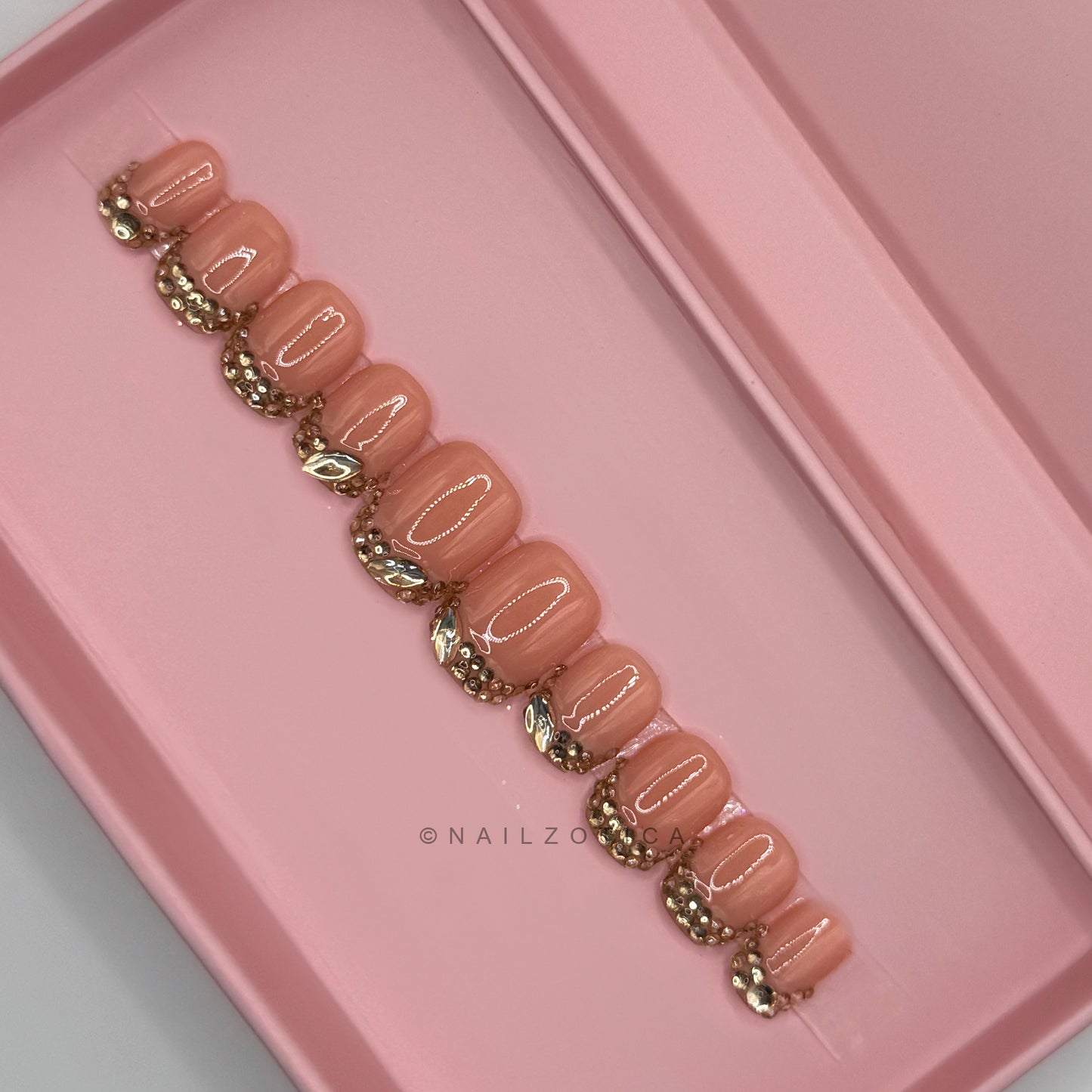 Nailzotica French Tip Reusable Acrylic Gel UV High Quality Handmade Luxury Press On Nails