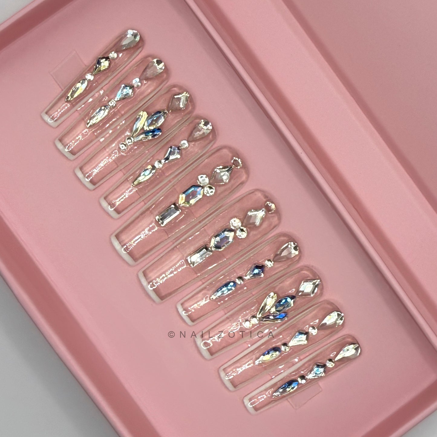 Nailzotica Long Length Reusable Acrylic Gel UV High Quality Handmade Luxury Press On Nails