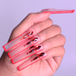 Queen of Hearts - Extra Long Length 55mm Square Shape Matte Clear Transparent Red Outline Red Rhinestone Reusable Acrylic Gel UV Hand-Painted High Quality Handmade Luxury Press On Nails
