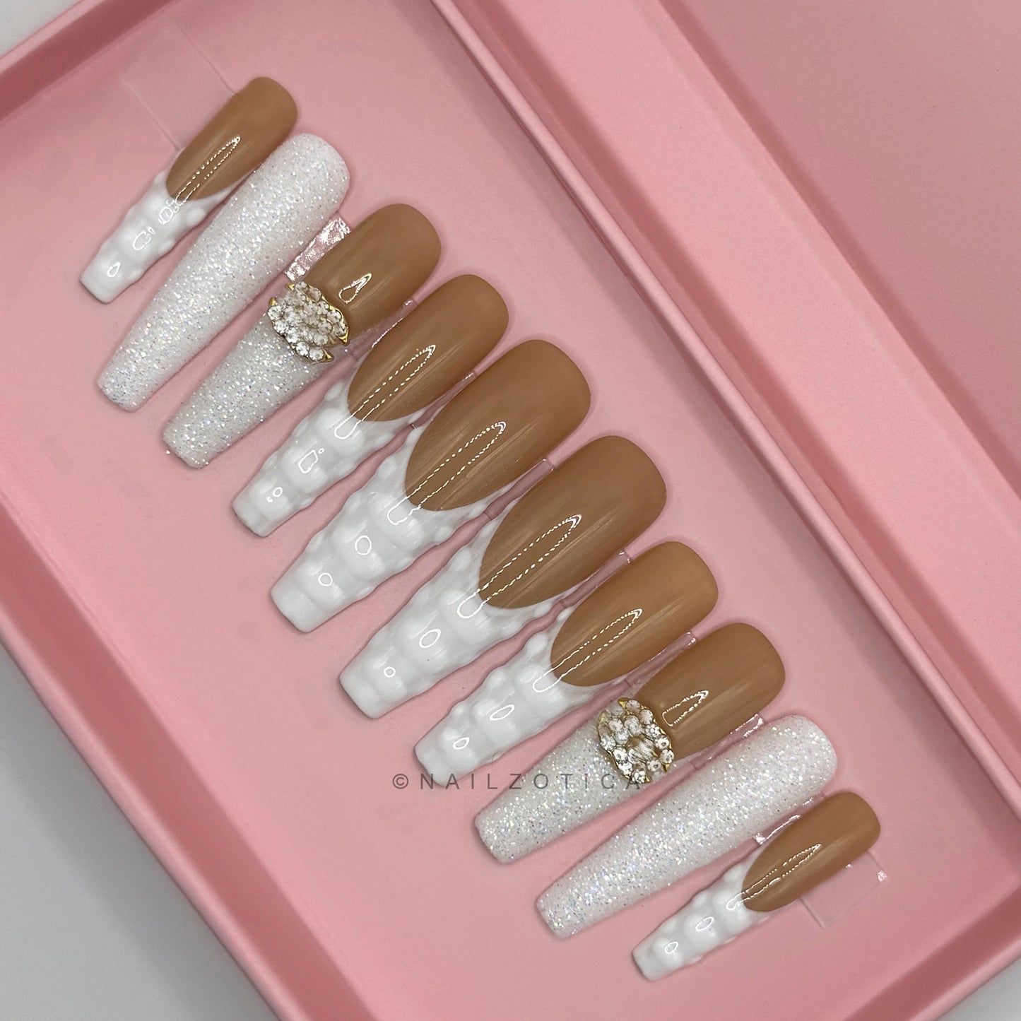 Nailzotica Long Length Reusable Acrylic Gel UV High Quality Handmade Luxury Press On Nails