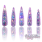 Boujie Bling - Extra Long Length 50mm & 55mm Silver Rhinestone Square Stiletto Shape Reusable Acrylic Gel UV High Quality Handmade Luxury Press On Nails