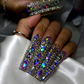 Boujie Bling - Extra Long Length 50mm & 55mm Silver Rhinestone Square Stiletto Shape Reusable Acrylic Gel UV High Quality Handmade Luxury Press On Nails