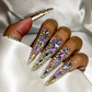 Boujie Bling - Extra Long Length 50mm & 55mm Silver Rhinestone Square Stiletto Shape Reusable Acrylic Gel UV High Quality Handmade Luxury Press On Nails