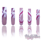 Candy Cane Chic - Extra Long Length 55mm Red and White Peppermint Candy Cane Swirl French Tip Square Shape Red Rhinestones Silver Glitter Reusable Acrylic Gel UV High Quality Handmade Luxury Holiday Edition Christmas Press On Nails
