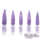 Crystal Queen - Extra Long Length 50mm Stiletto Shape Pointy Silver Rhinestone Reusable Acrylic Gel UV High Quality Handmade Luxury Press On Stiletto Nails