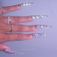 Boujie Bling - Extra Long Length 50mm & 55mm Silver Rhinestone Square Stiletto Shape Reusable Acrylic Gel UV High Quality Handmade Luxury Press On Nails