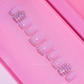 Diamond Diva - Short Length 20mm Square Shape Pink Base Silver Rhinestone Reusable Acrylic Gel UV High Quality Handmade Luxury Press On Nails