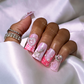 Diva Duckies - Short Length 25mm Square Shape Pink Pearl Heart Star Planet Charm Silver Star Rhinestone French Tip Animal Croc Zebra Print Hand-Painted Reusable Acrylic Gel UV High Quality Handmade Luxury Press On Duck Nails