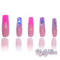 Frenchie Bling - Long Length 40mm French Tip White Black Pink Nude Natural Base Silver Rhinestone Reusable Acrylic Gel UV Hand-Painted High Quality Handmade Luxury Press On Nails