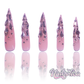 Gilded Gold - Extra Long Length 50mm Stiletto Medium Length Duck Shape Transparent Nude Base Glitter Ombre Gold Rhinestone Reusable Acrylic Gel UV Hand-Painted High QualityHandmade Luxury Press On Nails