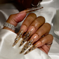 Gilded Gold - Extra Long Length 50mm Stiletto Medium Length Duck Shape Transparent Nude Base Glitter Ombre Gold Rhinestone Reusable Acrylic Gel UV Hand-Painted High QualityHandmade Luxury Press On Nails