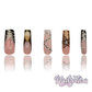 Lavish Lily - Medium Length 35mm Square Shape 3D Flower Brown Abstract Silver Rhinestone Reusable Acrylic Gel UV High Quality Handmade Luxury Press On Nails