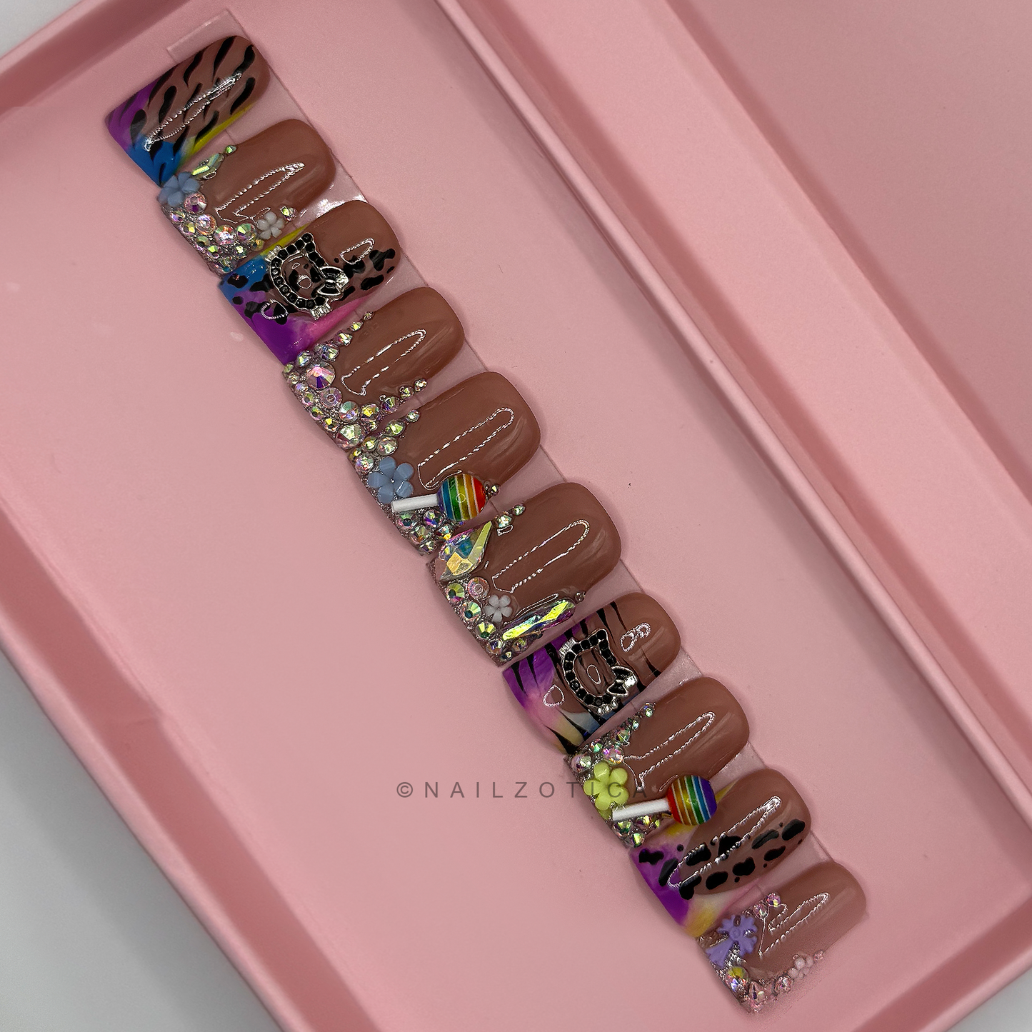 Nailzotica French Tip Reusable Acrylic Gel UV High Quality Handmade Luxury Press On Nails