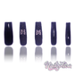 Noir Butterfly - Extra Long Length 55mm Medium Length Square Shape Matte Black Glitter Silver Butterfly Charm Reusable Acrylic Gel UV Hand-Painted High Quality Handmade Luxury Press On Nails