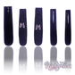 Noir Butterfly - Extra Long Length 55mm Medium Length Square Shape Matte Black Glitter Silver Butterfly Charm Reusable Acrylic Gel UV Hand-Painted High Quality Handmade Luxury Press On Nails