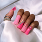 Pink Ur Poison - Long Length Medium Length 30mm & 40mm Square Shape Duck Shape Hot Pink Glitter French Tip Silver Rhinestone Reusable Acrylic Gel UV Hand-Painted High Quality Handmade Luxury Press On Nails