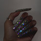 Boujie Bling - Extra Long Length 50mm & 55mm Silver Rhinestone Square Stiletto Shape Reusable Acrylic Gel UV High Quality Handmade Luxury Press On Nails