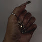 Sparkly French - Medium Length 35mm Square Shape Silver Gold Rhinestone French Tip Nude Transparent Natural Base Reusable Acrylic Gel UV Hand-Painted High Quality  Handmade Luxury Press On Nails