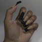 Designer Duck - Medium Length 30mm Duck Shape French Tip Black Glitter Designer Charm Nude Base Reusable Acrylic Gel UV High Quality Handmade Luxury Press On Duck Nails