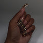 Gilded Gold - Extra Long Length 50mm Stiletto Medium Length Duck Shape Transparent Nude Base Glitter Ombre Gold Rhinestone Reusable Acrylic Gel UV Hand-Painted High QualityHandmade Luxury Press On Nails