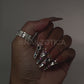 Ice Princess - Long Length 40mm Stiletto Pointy Shape Natural Transparent Base Silver Glitter Rhinestone Reusable Acrylic Gel UV Hand-Painted High Quality Handmade Luxury Press On Stiletto Nails
