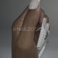 Blanc Beauty - Extra Long Length 55mm White French Tip Glitter Croc Teddy Bear Butterfly Charm Reusable Acrylic Gel UV High Quality Handmade Luxury Press On Nails