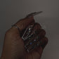Queen of Diamonds - Long Length 40mm Square Shape Clear Transparent White Outline Silver Rhinestone Reusable Acrylic Gel UV Hand-Painted High Quality Handmade Luxury Press On Nails