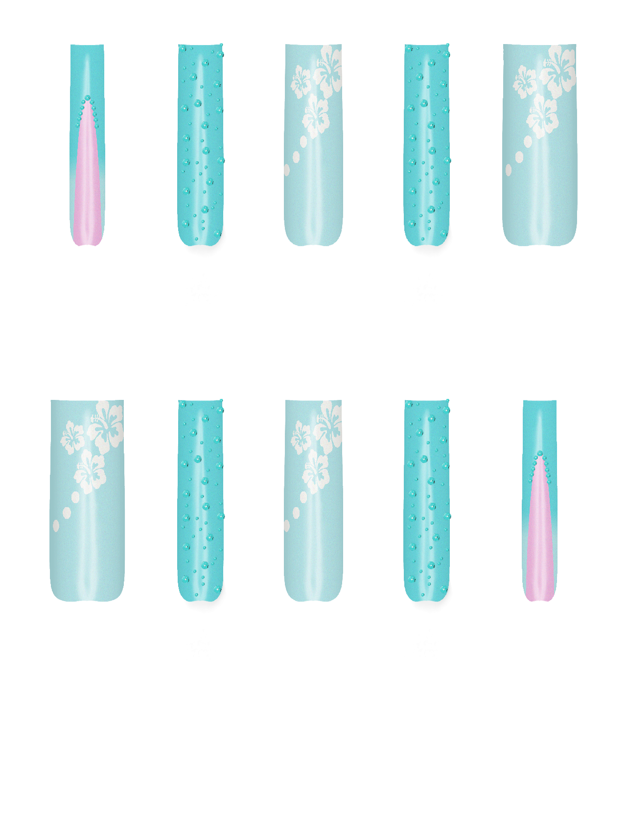 Floral Flower Tropical Circle Shapes Basic Gem Rhinestone Light blue Blue Bling  Handmade Acrylic Press On Nails By @user746372 k20RGZGXR41DbUDlP3BC