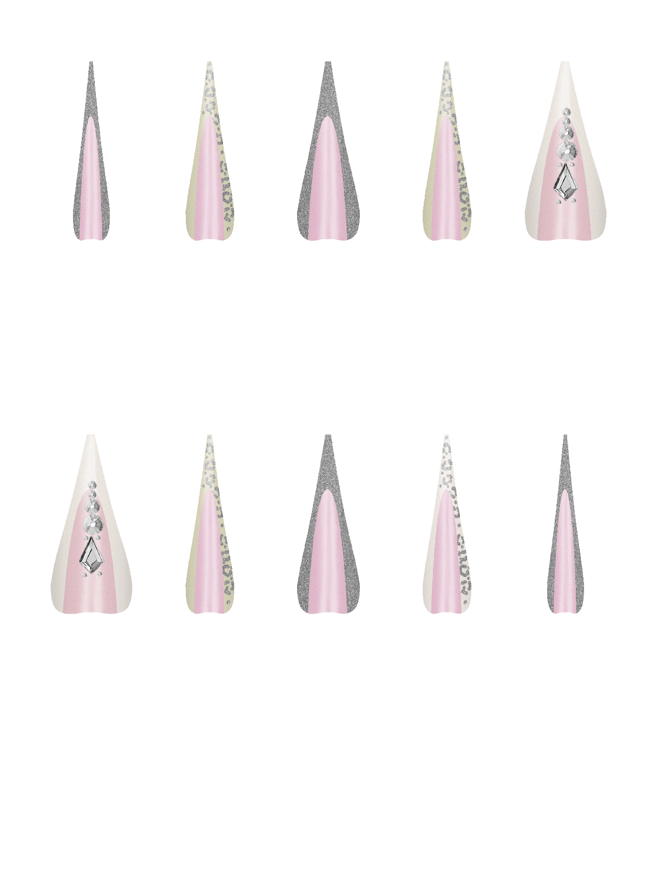 Gem Rhinestone Silver Bling  Handmade Acrylic Press On Nails By @user447986 t0IOgiDp3eS7ivvkOM7u