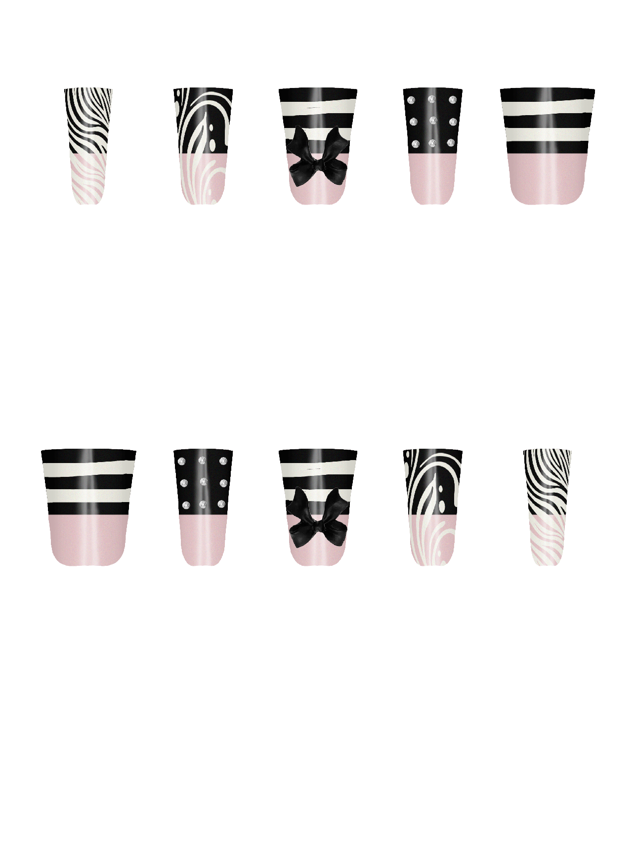 Gem Rhinestone Silver Bling Bows Decoration Gift Girly Resin Black Border Frame Floral Swirls Abstract Strokes Brush Flowers Zebra Stripes Animal Animal print  Handmade Acrylic Press On Nails By @user447986 yLGRDce5r9WGC1XWpaKb