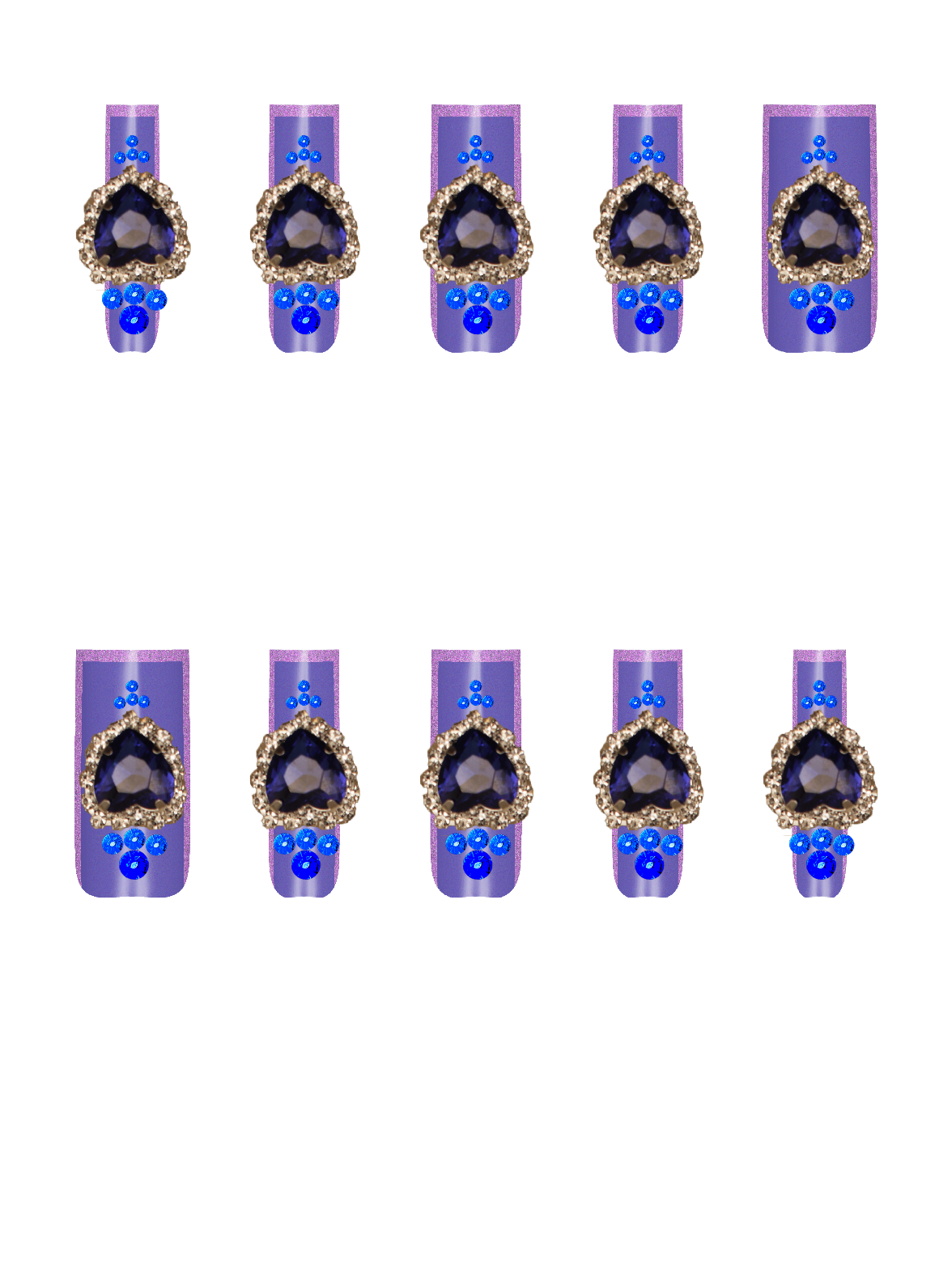 Heart Love Valentine's day Silver Bling Metal Rhinestone Blue Gem Royal blue  Handmade Acrylic Press On Nails By @jperi123 TJASDP4DjPeM86CIW7CG