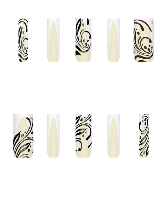Border Frame Floral Swirls Abstract Strokes Brush Flowers Gem Rhinestone Silver Bling  Handmade Acrylic Press On Nails By @user411911 xnvNOMt8JmOXIAeZcjW7