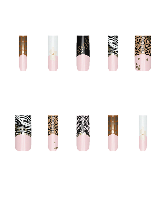 Zebra Stripes Animal Animal print Flower Floral Nature Blossom  Handmade Acrylic Press On Nails By @user599863 2Tj2tSEjJvaIUrUgQc23