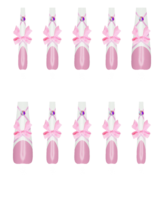 Line Basic Shape Bows Decoration Gift Girly Resin Pink Gem Rhinestone Silver Ab Bling  Handmade Acrylic Press On Nails By @iamjaybabie CmirY583Fd19nAOLFNTK