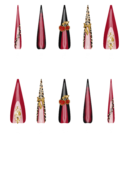 Gem Rhinestone Gold Bling Bows Golden Decoration Gift Girly Metal Fruit Cherry Red  Handmade Acrylic Press On Nails By @iamjaybabie HrClzaLtPvltiYpn8EMx (Custom)