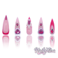 Sexy Reds - Medium Length 35mm Stiletto Pointy Shape Natural Nude Transparent Red Ruby Heart Gem Rhinestone French Tip Reusable Acrylic Gel UV Hand-Painted High Quality Handmade Luxury Holiday Edition Christmas Press On Nails