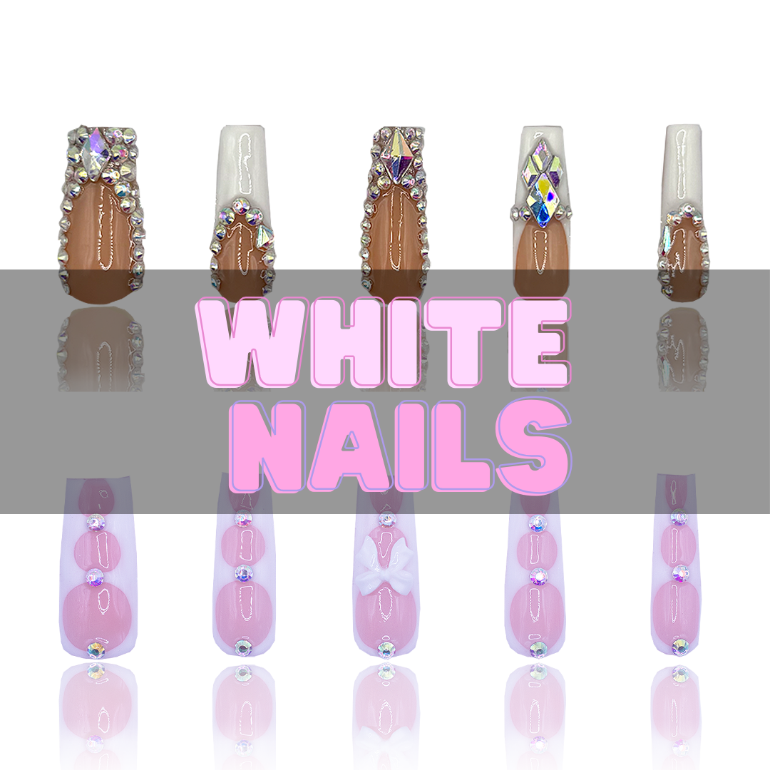 Nailzotica White Reusable Acrylic Gel UV High Quality Handmade Luxury Press On Nails (Custom)