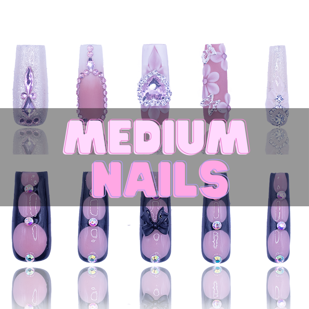Nailzotica Medium Length Reusable Acrylic Gel UV High Quality Handmade Luxury Press On Nails (Custom)