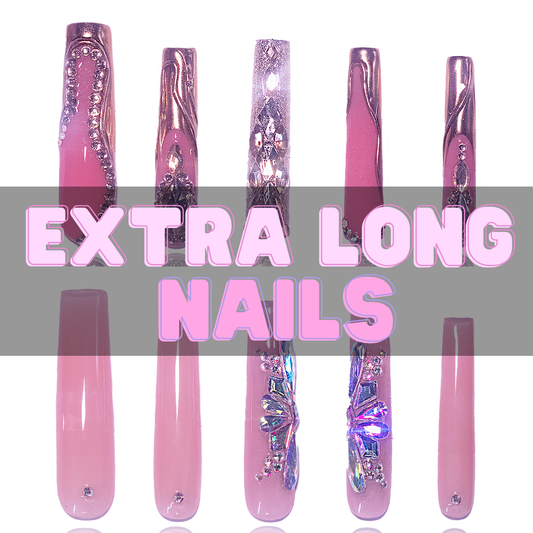 Nailzotica Extra Long Length Reusable Acrylic Gel UV High Quality Handmade Luxury Press On Nails