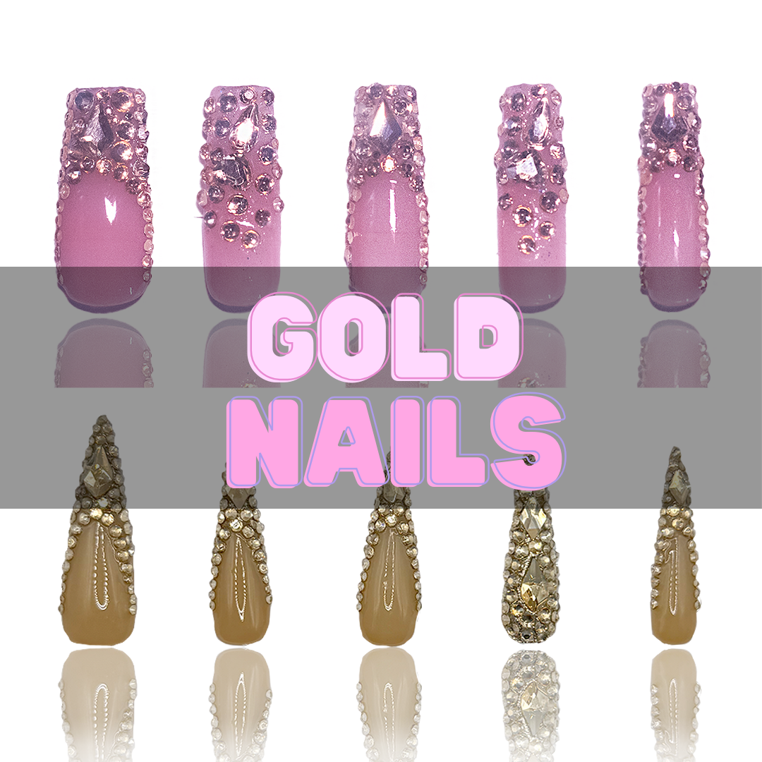 Nailzotica Gold Reusable Acrylic Gel UV High Quality Handmade Luxury Press On Nails (Custom)