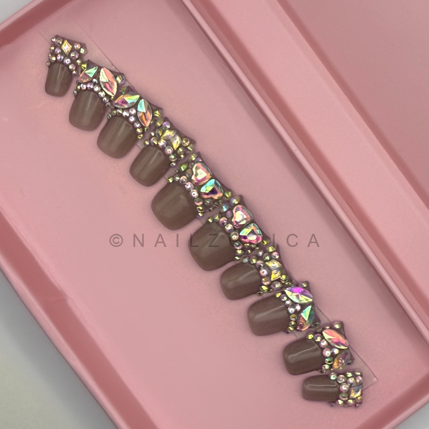 Nailzotica French Tip Reusable Acrylic Gel UV High Quality Handmade Luxury Press On Nails