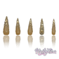 Stiletto Frenchies - Extra Long Length 50mm Silver & Gold Rhinestone Stiletto Shape Reusable Acrylic Gel UV High Quality Handmade Luxury Press On Nails